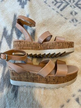 Madden Girl Blush Platform Cork Wedge Sandals